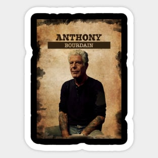 Vintage Old Paper 80s Style Anthony Bourdain /// Fan ART Design Sticker